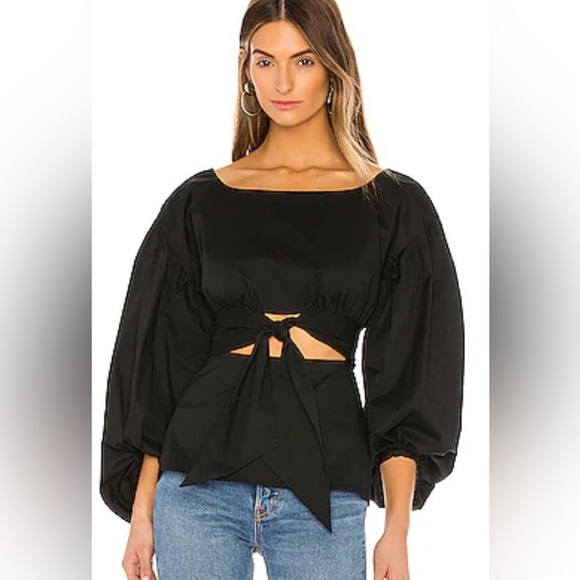 Lovers and Friends Duncan Top Waist Cut Out Balloon Sleeve Front Tie Size XXS - Picture 3 of 15